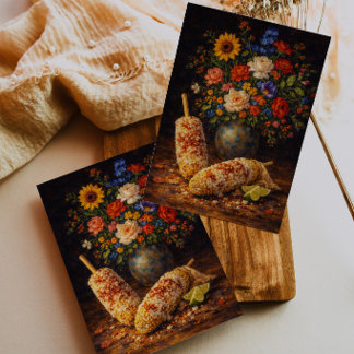 Floral Elote Still Life Art Postcard Briefkaart