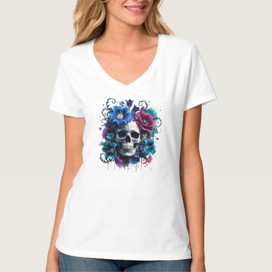 Floral Embrace Skull T-shirt (Voorkant)