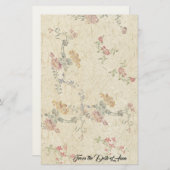 Floral Embroidery Faux Handmade Paper Stationery Briefpapier (Voorkant / Achterkant)