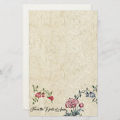 Floral Embroidery Faux Handmade Paper Stationery Briefpapier (Voorkant / Achterkant)
