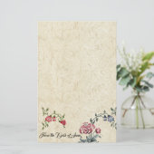 Floral Embroidery Faux Handmade Paper Stationery Briefpapier (Staand voorkant)