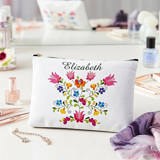 Floral embroidery gepersonaliseerd etui