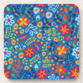 Floral Embroidery Pattern Bier Onderzetter (Voorkant)