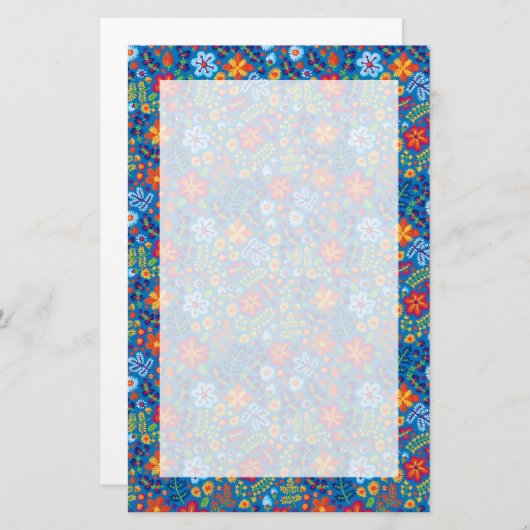 Floral Embroidery Pattern Briefpapier (Voorkant / Achterkant)