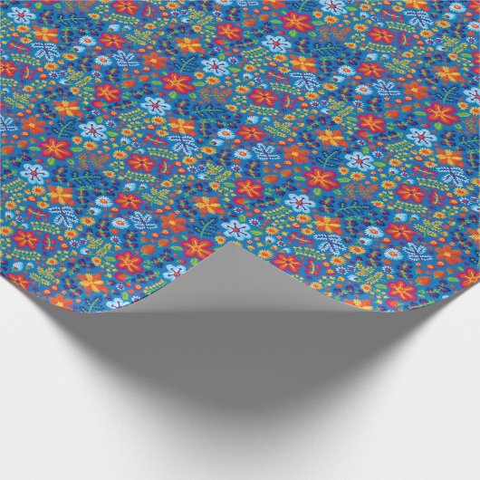 Floral Embroidery Pattern Cadeaupapier (Hoek)