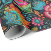 Floral Embroidery Pattern Cadeaupapier (Rol Hoek)