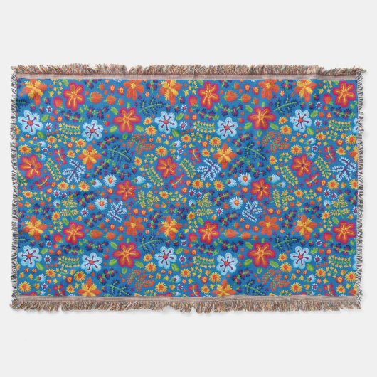 Floral Embroidery Pattern Deken (Voorkant)