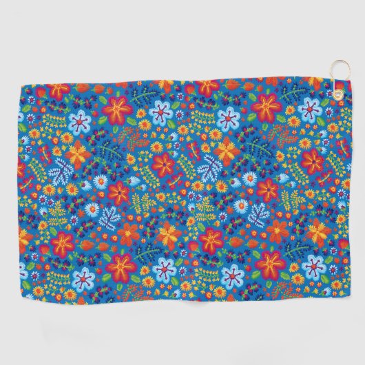 Floral Embroidery Pattern Golfhanddoek (Horizontaal)