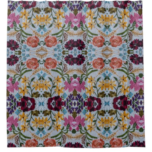 Floral Embroidery Pattern met prachtige bloemen Douchegordijn (Voorkant)