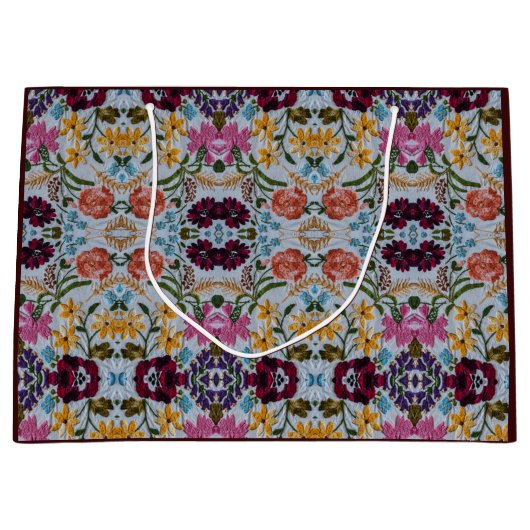 Floral Embroidery Pattern met prachtige bloemen Groot Cadeauzakje (Voorkant)