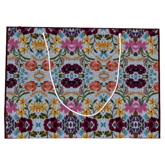 Floral Embroidery Pattern met prachtige bloemen Groot Cadeauzakje (Achterkant)