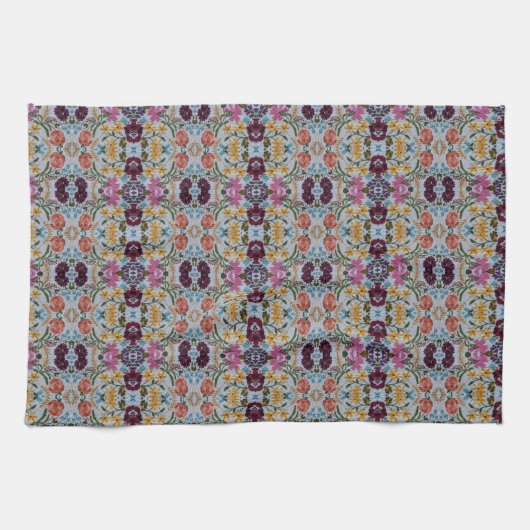 Floral Embroidery Pattern met prachtige bloemen Theedoek (Horizontaal)