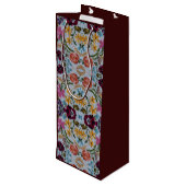 Floral Embroidery Pattern met prachtige bloemen Wijn Cadeautas (Achterkant Gekanteld)