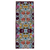 Floral Embroidery Pattern met prachtige bloemen Wijn Cadeautas (Achterkant)