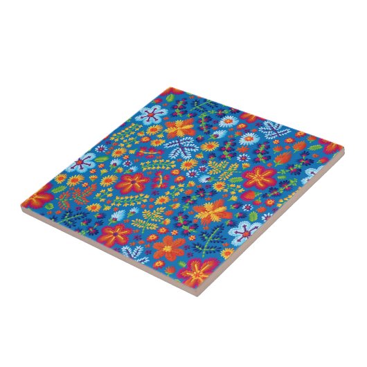 Floral Embroidery Pattern Tegeltje (Zijkant)