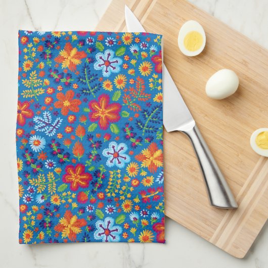 Floral Embroidery Pattern Theedoek (Quarter Fold)