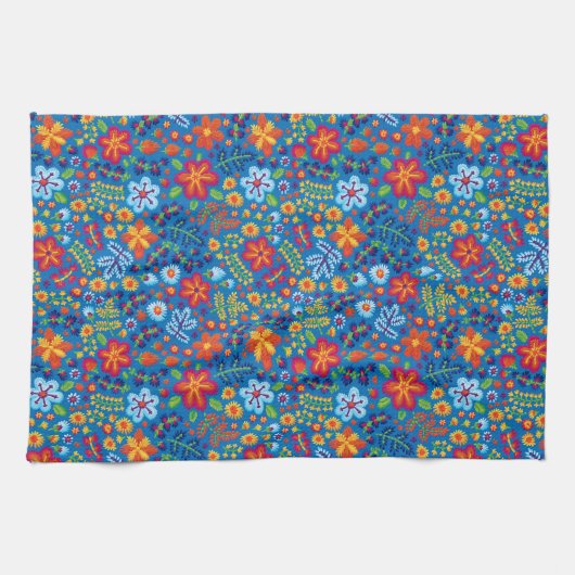 Floral Embroidery Pattern Theedoek (Horizontaal)