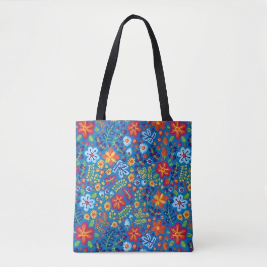 Floral Embroidery Pattern Tote Bag (Voorkant)