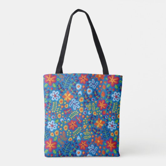 Floral Embroidery Pattern Tote Bag (Achterkant)
