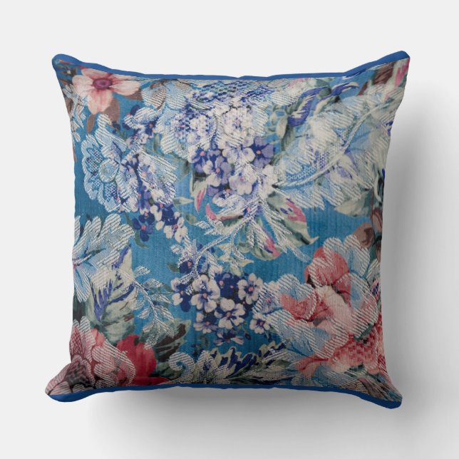 Floral Embroized Pattern Colorful Flowers Kussen (Voorkant)