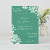  Floral Emerald en Ivory Wedding Invites Kaart (Staand voorkant)