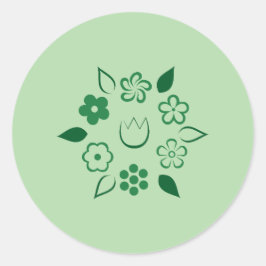 Floral Emerald Forest Groene Lente Bloem Ronde Sticker