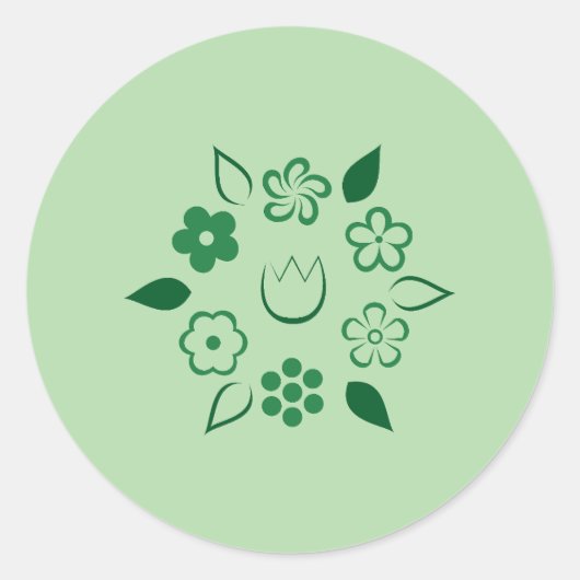 Floral Emerald Forest Groene Lente Bloem Ronde Sticker (Voorkant)