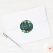 Floral Emerald Green Birthday Bedankt Quinceanera Ronde Sticker (Envelop)