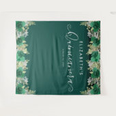 Floral Emerald Green Birthday Quinceanera Wandkleed (Voorkant (horizontaal))