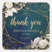 Floral Emerald Green bruiloft Dank u Stickers (Voorkant)