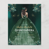Floral Emerald Green Dress Birthday Quinceanera Flyer (Voorkant)