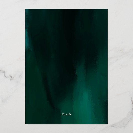 Floral Emerald Green Dress Birthday Quinceanera Folie Uitnodiging (Achterkant)