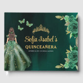 Floral Emerald Green Dress Birthday Quinceanera Gastenboek (Voorkant)