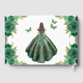 Floral Emerald Green Dress Birthday Quinceanera Gastenboek (Achterkant)