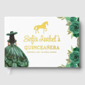 Floral Emerald Green Dress Birthday Quinceanera Gastenboek (Voorkant)