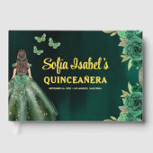 Floral Emerald Green Dress Birthday Quinceanera Gastenboek (Voorkant)
