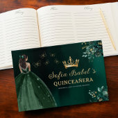 Floral Emerald Green Dress Birthday Quinceanera Gastenboek