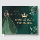 Floral Emerald Green Dress Birthday Quinceanera Gastenboek (Voorkant)