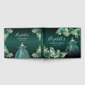 Floral Emerald Green Dress Birthday Quinceanera Gastenboek (Volledig)