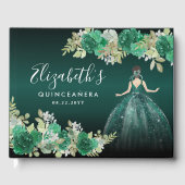 Floral Emerald Green Dress Birthday Quinceanera Gastenboek (Voorkant)