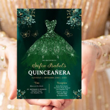Floral Emerald Green Dress Birthday Quinceanera