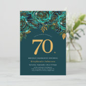 Floral Emerald Green en Gold 70e verjaardag Kaart (Staand voorkant)