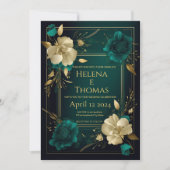 Floral Emerald Green en Gold Kaart (Voorkant)