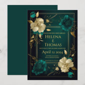 Floral Emerald Green en Gold Kaart (Voorkant / Achterkant)