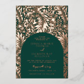Floral Emerald Green en Roos Gold Wedding Folie Uitnodiging (Voorkant)
