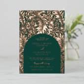 Floral Emerald Green en Roos Gold Wedding Folie Uitnodiging (Staand Voorkant)