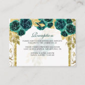 Floral Emerald Green Gold Arch Quinceañera Informatiekaartje (Voorkant)