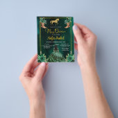 Floral Emerald Green Gold Boots Horse Quinceanera Flyer (Hand)