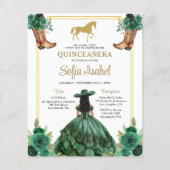 Floral Emerald Green Gold Boots Horse Quinceanera Flyer (Voorkant)