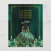 Floral Emerald Green Gold Boots Horse Quinceanera Flyer (Achterkant)